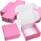 운송 저장을 메일링하기 위한 핑크색 물결모양 선물 상자를 감싸기